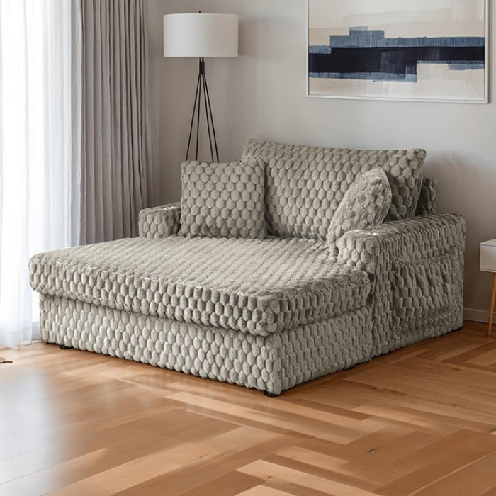 Chaise Lounge with Soft Faux Fur, Cup Holders and Side Pockets