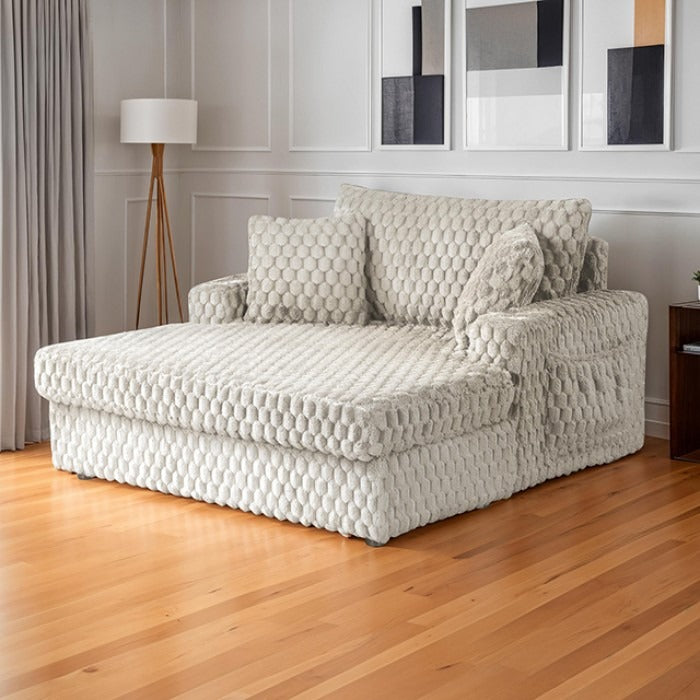 Chaise Lounge with Soft Faux Fur, Cup Holders and Side Pockets