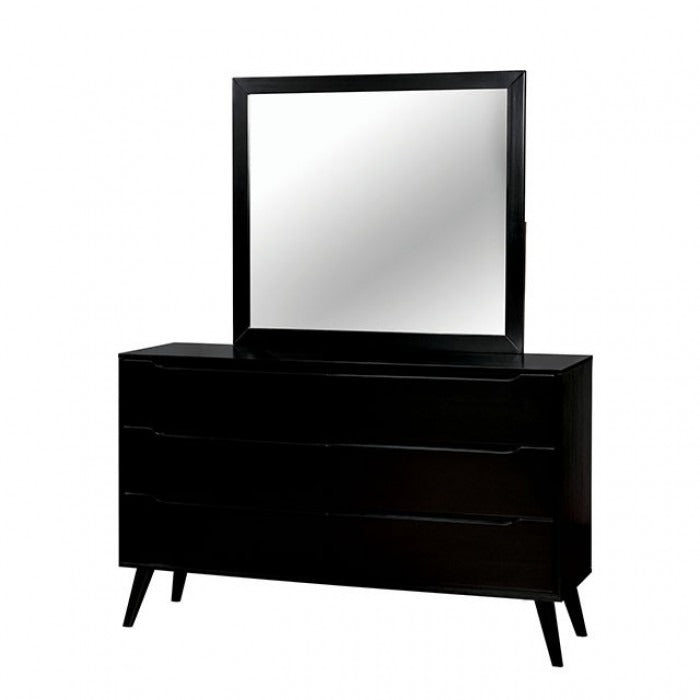 Mid-Century Modern Solid Wood Dresser – Round Tapered Legs and Optional Oval Mirror