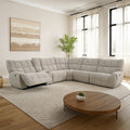 Transitional Chenille Power Reclining Sectional Sofa - USB Ports, Console Storage and Wireless Charging