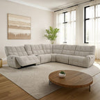 Transitional Chenille Power Reclining Sectional Sofa - USB Ports, Console Storage and Wireless Charging