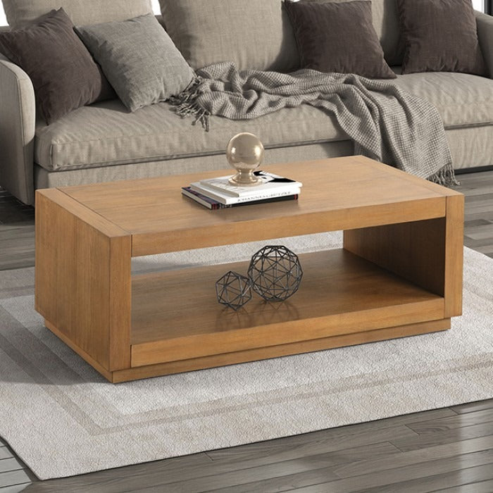 Contemporary Oak Coffee Table – Open Shelf Design with Plinth Base