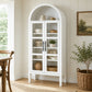 Rustic 2-Piece Arched TV Stand & Storage Cabinet Set – 55" Sideboard Buffet Cabinet & 72" Tall Display Cabinet with Glass Doors