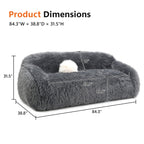Contemporary Faux Fur Sofa – Plush Shaggy Texture, Full Swivel Chair + Ball Pillows