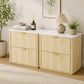 Transitional 2-Drawer Nightstand with Fluted Drawer Fronts, Marble-Look Top & No Assembly Required