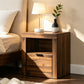 Contemporary Wood Nightstand with Dovetail Drawer & Storage – Modern Bedside Table with Finger Pull Handle