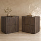 Transitional 2-Drawer Nightstand with Fluted Drawer Fronts, Marble-Look Top & No Assembly Required