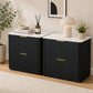 Transitional 2-Drawer Nightstand with Fluted Drawer Fronts, Marble-Look Top & No Assembly Required
