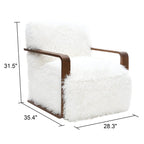 Ultra Soft Faux Fur Accent Chair – Retro Curves, Dark Walnut Wood Arms