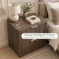 Transitional 2-Drawer Nightstand with Fluted Drawer Fronts, Marble-Look Top & No Assembly Required