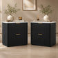 Transitional 2-Drawer Nightstand with Fluted Drawer Fronts, Marble-Look Top & No Assembly Required