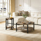 Round End Table with Open Shelf & Metal Legs – Transitional Wood Look Side Table for Living Room & Small Spaces