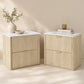 Transitional 2-Drawer Nightstand with Fluted Drawer Fronts, Marble-Look Top & No Assembly Required
