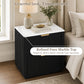 Transitional 2-Drawer Nightstand with Fluted Drawer Fronts, Marble-Look Top & No Assembly Required
