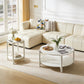 Round End Table with Open Shelf & Metal Legs – Transitional Wood Look Side Table for Living Room & Small Spaces