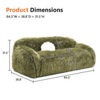 Contemporary Faux Fur Sofa – Plush Shaggy Texture, Full Swivel Chair + Ball Pillows