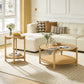Round End Table with Open Shelf & Metal Legs – Transitional Wood Look Side Table for Living Room & Small Spaces