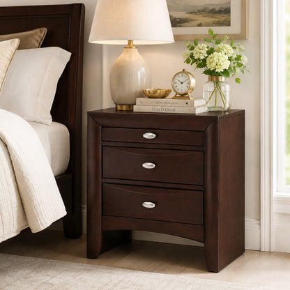 Fully Assembled Transitional Wood Nightstand – Solid Wood Bedside Table for Modern Bedrooms