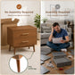 Fully Assembled Mid-Century Modern Walnut Nightstand with Tapered Legs & Nickel Bar Pulls
