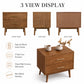 Fully Assembled Mid-Century Modern Walnut Nightstand with Tapered Legs & Nickel Bar Pulls