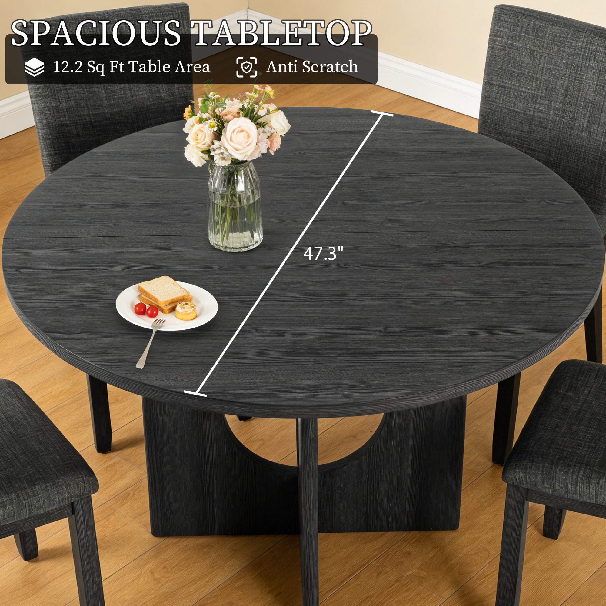 Transitional Round Dining Table with Pedestal Base
