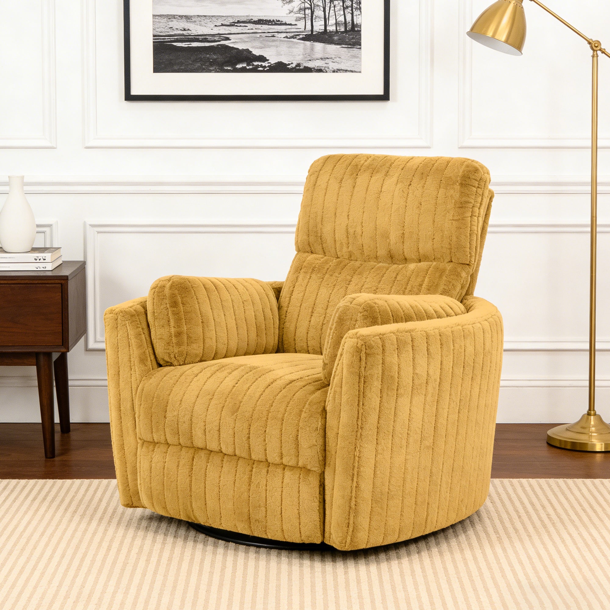 Wide Contemporary Power Glider Recliner with Swivel & USB Charging