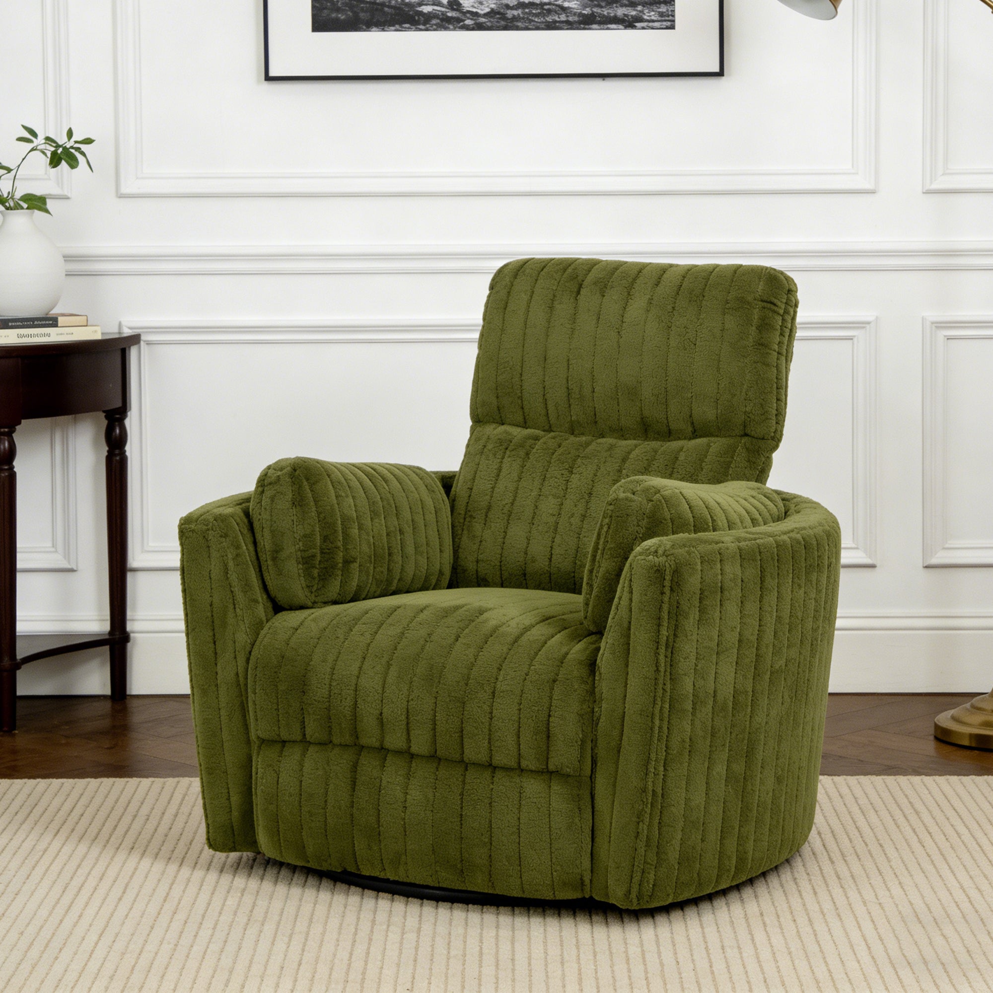 Wide Contemporary Power Glider Recliner with Swivel & USB Charging