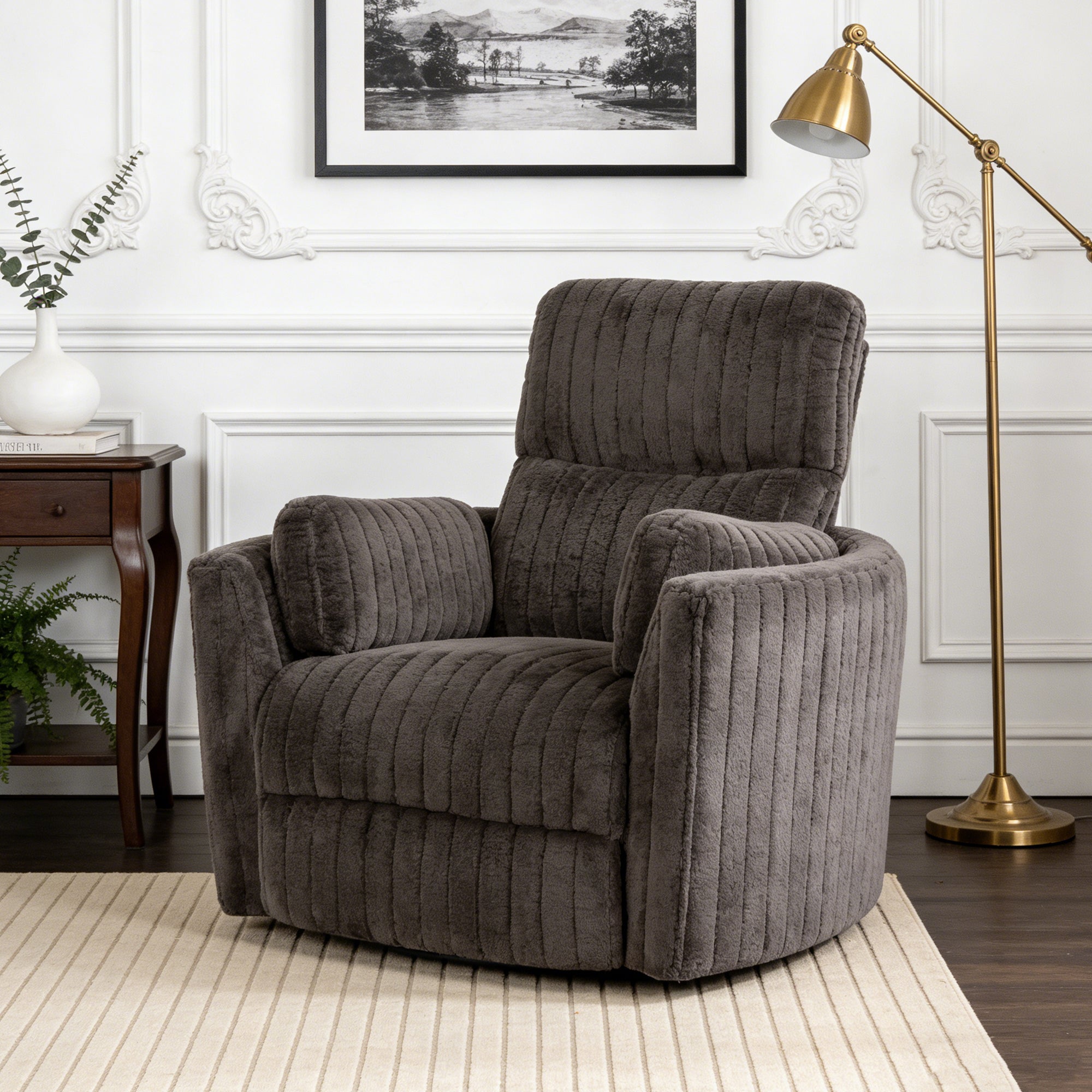 Wide Contemporary Power Glider Recliner with Swivel & USB Charging