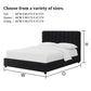 Contemporary Boucle Bed - Padded Vertical Channel Headboard, Round Wood Legs, Mattress Ready